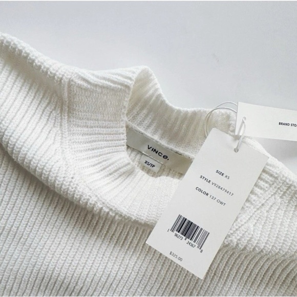 NEW Vince Women's White Ribbed Cotton Sweater Crew Neck Pullover Size XS - Picture 3 of 5